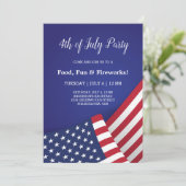 Blauw Rood Wit Amerikaanse Vlag Modern 4 juli Kaart (Staand voorkant)