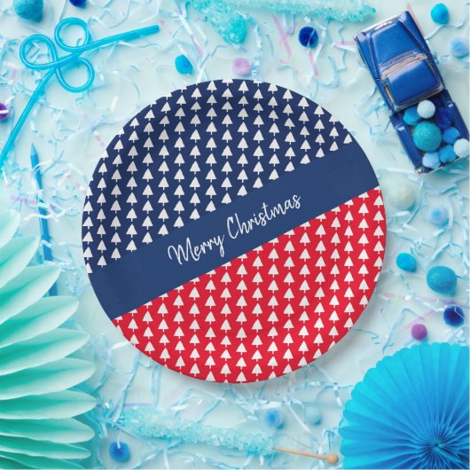 Blauw Rood Wit Boom Waterverf Papier Bord (Feest)