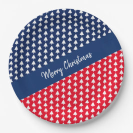 Blauw Rood Wit Boom Waterverf Papier Bord