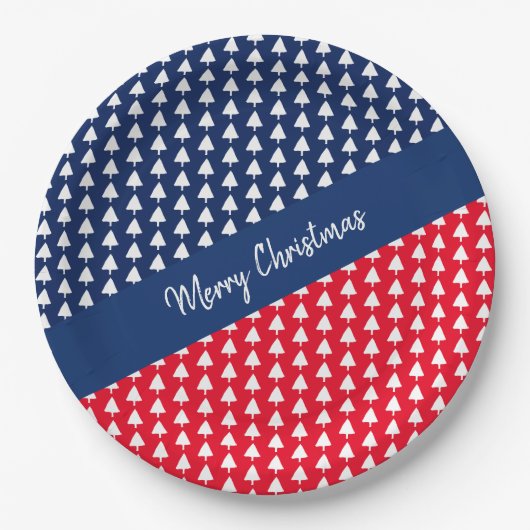 Blauw Rood Wit Boom Waterverf Papier Bord (Voorkant)