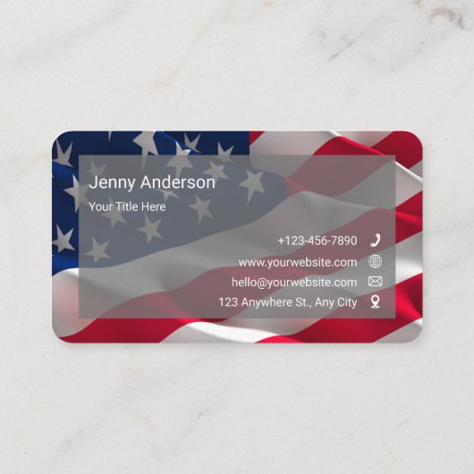 Blauw Rood Wit Eenvoudig Minimalistisch Amerikaans Visitekaartje (Achterkant)