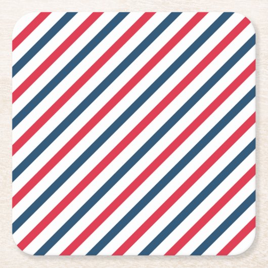 Blauw, Rood & Wit Gestreept Kartonnen Onderzetters (Voorkant)