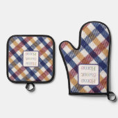 Blauw Rood Wit Goud Home Sweet Home Ovenwant & Pannenlap Set (Voorkant)