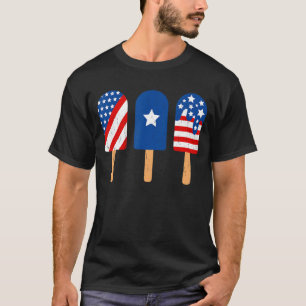 Blauw Rood Wit Ijs Amerikaanse Vlag Grappig 4e O T-shirt
