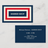 Blauw rood-wit lijst kapperszaak visitekaartje (Voorkant / Achterkant)