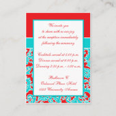 Blauw Rood Wit Monogram Damast Behuizing Kaart (Achterkant)