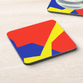 Blauw rood wit object bier onderzetter (Linkerzijde)