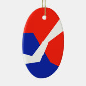 Blauw rood wit object keramisch ornament (Rechts)