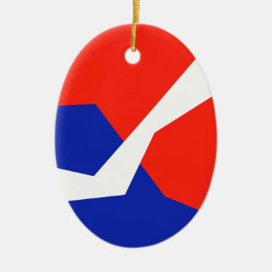 Blauw rood wit object keramisch ornament