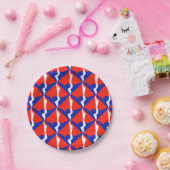 Blauw rood wit object papieren bordje (Feest)