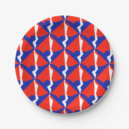 Blauw rood wit object papieren bordje (Voorkant)
