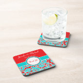 Blauw, rood, wit Onderzetter van het Damask-huweli (Rechterzijde)