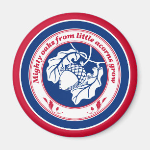  Blauw Rood Wit Spreekwoord Eiken Eikel Inkt Kunst Magneet