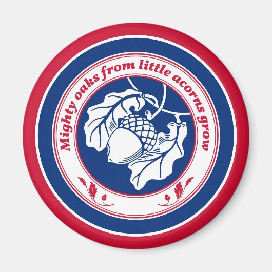 Blauw Rood Wit Spreekwoord Eiken Eikel Inkt Kunst Magneet (Voorkant)