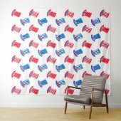 Blauw Rood & Wit USA Patriottisch Tapijt Achtergro Wandkleed (In Situ (horizontaal))