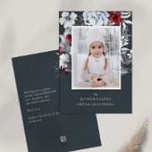 Blauw Rood Wit Vakantie Botanische Kerstmis Kaart