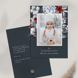 Blauw Rood Wit Vakantie Botanische Kerstmis Kaart