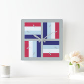 Blauw rood wit vierkante klok (Huis)