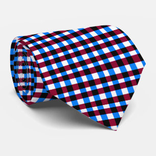 Blauw Rood Wit Vierkantjes Stropdas