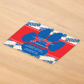 Blauw, Rood & Witte Pootafdruk Afstudeerversiering Acryl Uitnodigingen (Laagn)