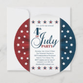 Blauw Rood Witte Sterren en Banner Vierde van Juli Kaart (Voorkant)