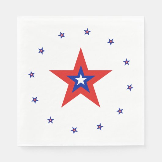 Blauw/Rood/Witte Sterring + Rood/Blauw/Witte Ster Servet (Voorkant)