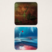 Blauw rood zee vierkante visitekaartjes (Voorkant /achterkant)