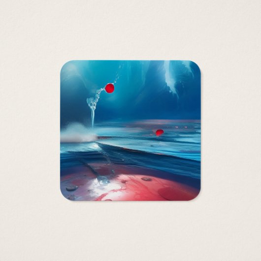 Blauw rood zee vierkante visitekaartjes (Achterkant)