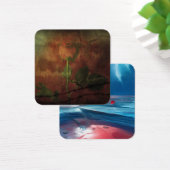 Blauw rood zee vierkante visitekaartjes (Bureau)