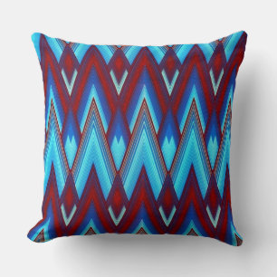 Blauw Rood Zig Zag Kussen