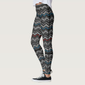 Blauw/rood Zig Zag met zwarte streping... Diabetes Leggings (Links)