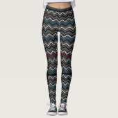 Blauw/rood Zig Zag met zwarte streping... Diabetes Leggings (Voorkant)
