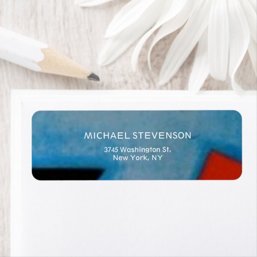 Blauw Rood Zwart Abstract Unique Etiket (Insitu)