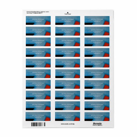 Blauw Rood Zwart Abstract Unique Etiket (Full Sheet)