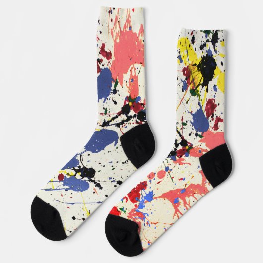 Blauw rood zwart schilderplaatje sokken (Links)