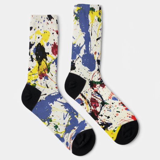 Blauw rood zwart schilderplaatje sokken (Rechts)