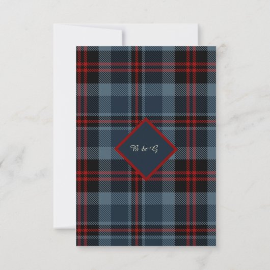 Blauw Rood Zwart Schots Keltisch tartan patroon Bedankkaart (Achterkant)