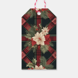 Blauw, Rood & Zwart Schots Keltisch Tartan Patroon Cadeaulabel