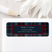 Blauw Rood Zwart Schots Keltisch tartan patroon Etiket (Insitu)