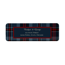 Blauw Rood Zwart Schots Keltisch tartan patroon Etiket