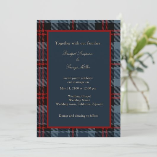 Blauw Rood Zwart Schots Keltisch tartan patroon Kaart (Staand voorkant)