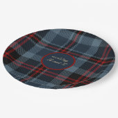 Blauw Rood Zwart Schots Keltisch tartan patroon Papieren Bordje (Gekanteld)