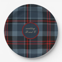 Blauw Rood Zwart Schots Keltisch tartan patroon Papieren Bordje