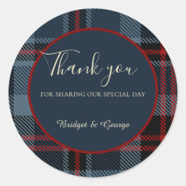 Blauw Rood Zwart Schots Keltisch tartan patroon Ronde Sticker