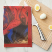 Blauw rood zwart wit Abstract acryl Theedoek (Quarter Fold)