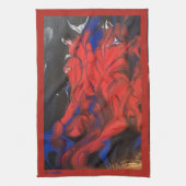 Blauw rood zwart wit Abstract acryl Theedoek (Verticaal)