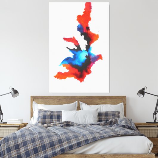 Blauw Rood Zwart Wit Modern Abstract Schilderen Canvas Afdruk (Insitu (Slaapkamer))