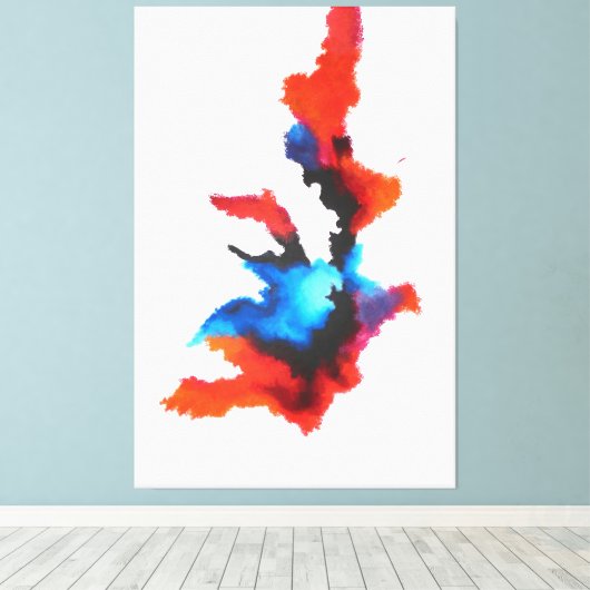 Blauw Rood Zwart Wit Modern Abstract Schilderen Canvas Afdruk (Insitu (Houten vloer))