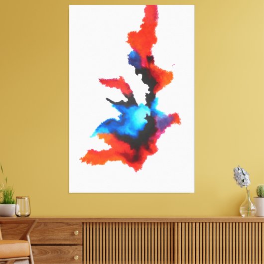 Blauw Rood Zwart Wit Modern Abstract Schilderen Canvas Afdruk (Insitu (Woonkamer))
