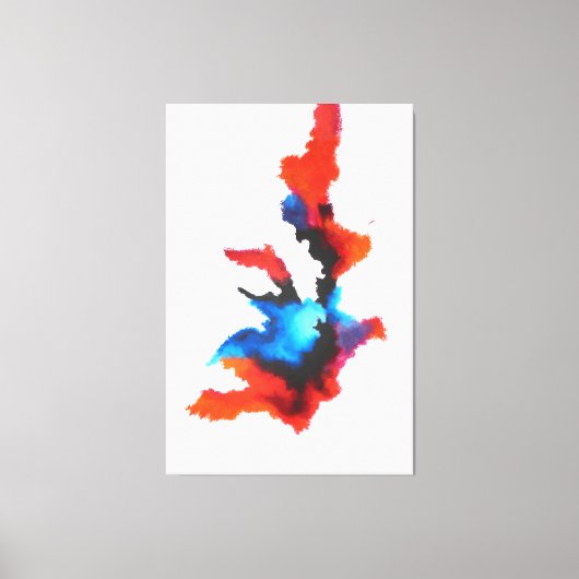 Blauw Rood Zwart Wit Modern Abstract Schilderen Canvas Afdruk (Voorkant)